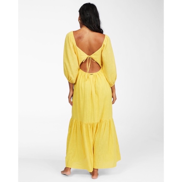 Billabong Dream Chaser Yellow Sun Open Back Maxi Dress - Picture 11 of 15